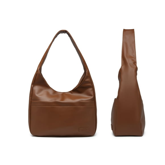 Brown Ladies Soft Faux Leather Tote Shoulder Bag Big Capacity Handbag Pulpy Bag