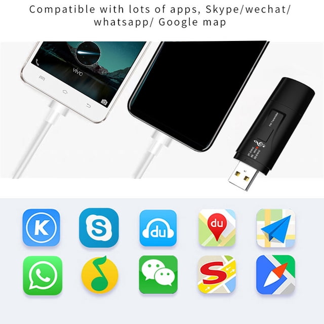 Langgg Récepteur USB Mains Libres Sans Fil 5.0 Double Sortie Stéréo Appel Lecteur MP3 3.5mm aux