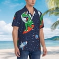 thumbnail image 3 of Disketp Hawaiian Shirts for Men,Dinosaur Astronaut Space Surfing Print Mens Casual Short Sleeve Button Down Shirts Beach Shirt, 3 of 7