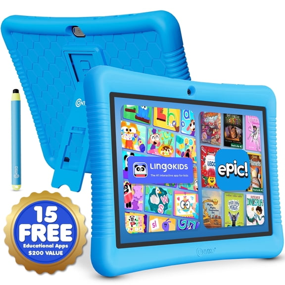 Contixo 10" Kids Tablet 2025 Model with Epic! & Lingokids, Educational Android Tablet for Kids 3-12, 32GB, Parental Controls, Kid-Proof Case with Kickstand – Blue