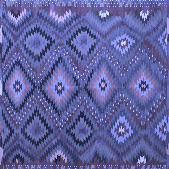 Ahgly Company Indoor Square Southwestern Blue Country Area Rugs, 7' Square
