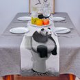 thumbnail image 4 of Table Runner Dresser Scarves 90 Inch Long, Funny Panda Thinking on Closestool Linen Dining Table Runners Gray and White Animal Art Tabletop Scarf for Wedding Holiday Party Kitchen, 4 of 7