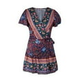 thumbnail image 5 of Summer Women Boho Floral Wrap Dress Ladies Sundress, 5 of 5