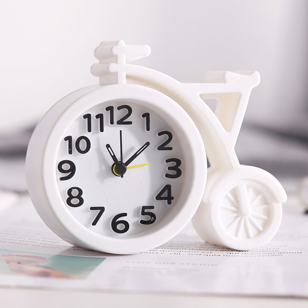 VeliToy Cute Desk Clock Digital Desk Time Clock Enlarged Digital Dial Decor for Home(White,Bike