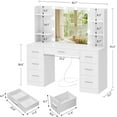 thumbnail image 2 of TEENFON Large Vanity Set with Mirror and Power Outlet, Makeup Vanity Desk with 7 Drawers, 4 Shelves and 5 Hooks,Vanity Table for Bedroom, White, 2 of 10