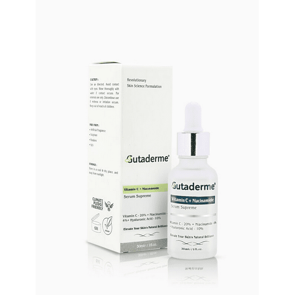 Gutaderme Vitamin C + Niacinamide Serum for Face-Dark Spot, Hydration, Radiance, Hyperpigmentation, Blemishes, Skin Texture & Radiance & Hylunaric Acid Moisturizer, 30ml/f1 oz