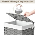 thumbnail image 6 of 90L Slim Laundry Hamper with Wheels, Rolling Laundry Basket with Lid and Renovable Liner Bag, Handwoven Rattan Organizer for bedroom, bathroom, laundry room (Pink), 6 of 8