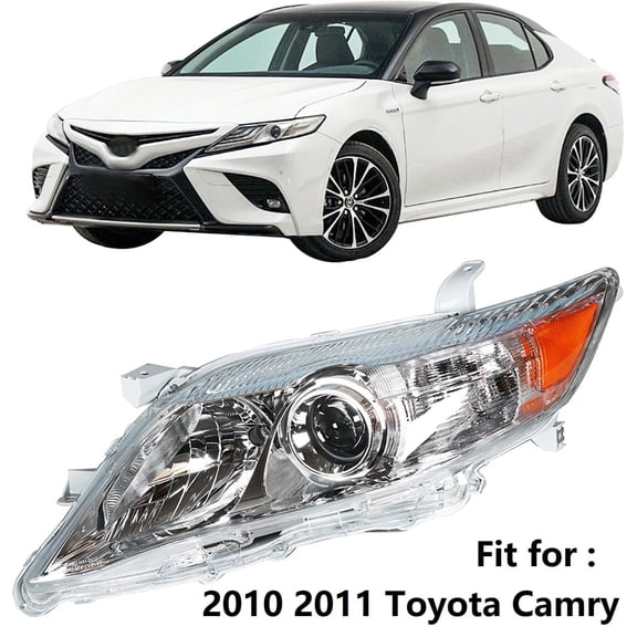 Labwork Headlight Assembly White Chrome Headlamp Housing TO2502191 Fit for 2010 2011 Toyota Camry, Front Left (Driver Side)