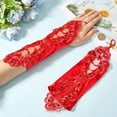 thumbnail image 3 of 2Pcs Fingerless Lace Gloves 28cm Long Floral Wedding Bridal Dress Gloves Opera 1920s Party Sequins Lolita Glo, 3 of 8