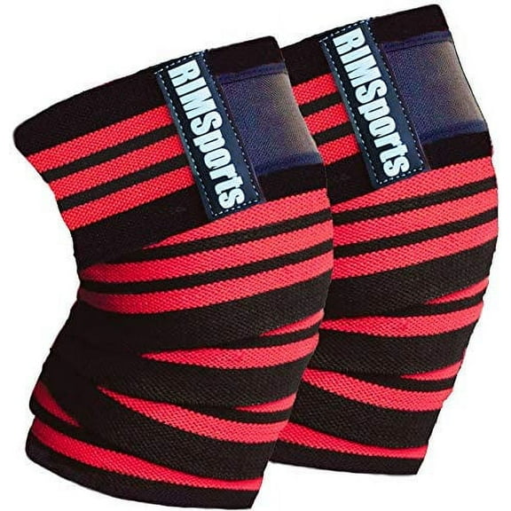 RIMSports Knee Wraps for Weightlifting - Powerlifting,Workout & Squats