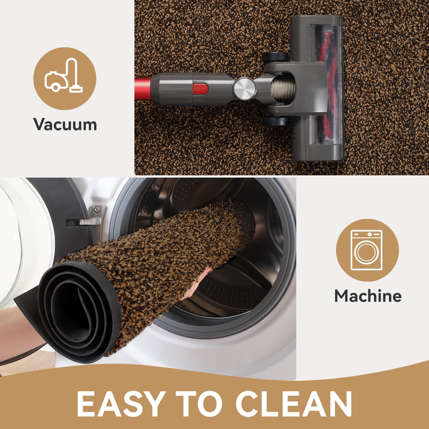 VUNATE 17" x 30" Dirt Trapper Indoor Door mat Non Slip Front Door Mats Absorbent Rubber Entrance Rug Durable Heavy Duty Outdoor Mats Washable Welcome Mats for Outside Brown