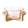 thumbnail image 3 of Cuenco para servir ensaladas Cuenco para comida con soporte de madera Cuenco elegante transparente para pasteles Cuenco para mezclar para bocadillos A, 3 of 9