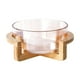 thumbnail image 3 of Cuenco para servir ensaladas Cuenco para comida con soporte de madera Cuenco elegante transparente para pasteles Cuenco para mezclar para bocadillos A, 3 of 9