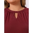 thumbnail image 5 of DARING DIVA Women's Plus Glitter Keyhole V Neck Blouses 1X Burgundy, 5 of 7