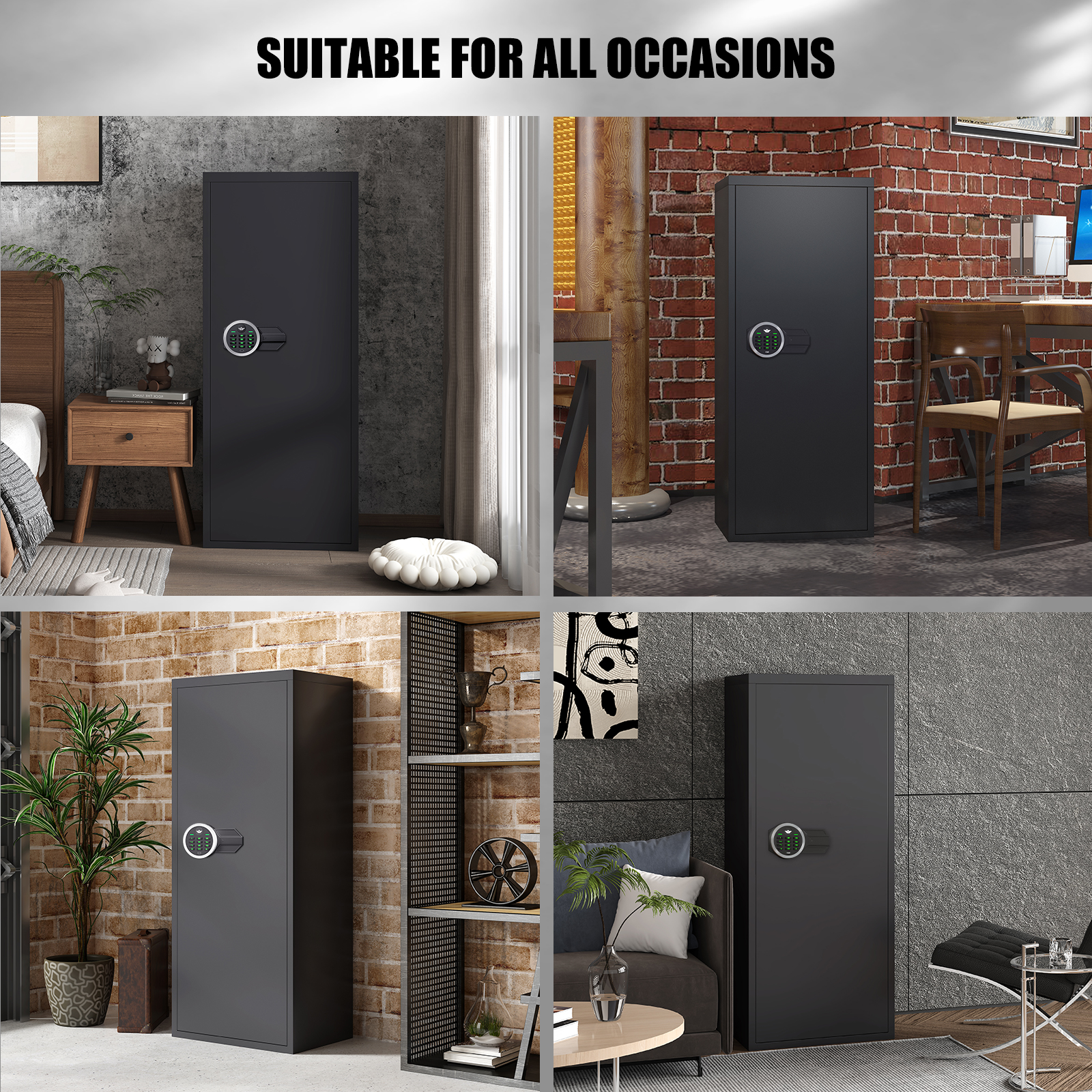 6-8 Large Gun Safe with Silent Mode, Unassembled Digital Gun Safe for Home Shotguns and Pistols, Gun Cabinet with 3 Magnetic Gun Slots and 3 Metal Storage Box