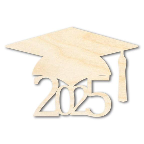 Unfinished Wood Grad Cap 2025 Shape 14" / 1/2"