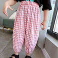 thumbnail image 7 of Kndvns Toddler Baby Girl Boy Classic Pants Plaid Elastic Jogger Gingham Long Pants Summer Fall Harem Pants 2025 NEW Pink 5-6 Years, 7 of 7