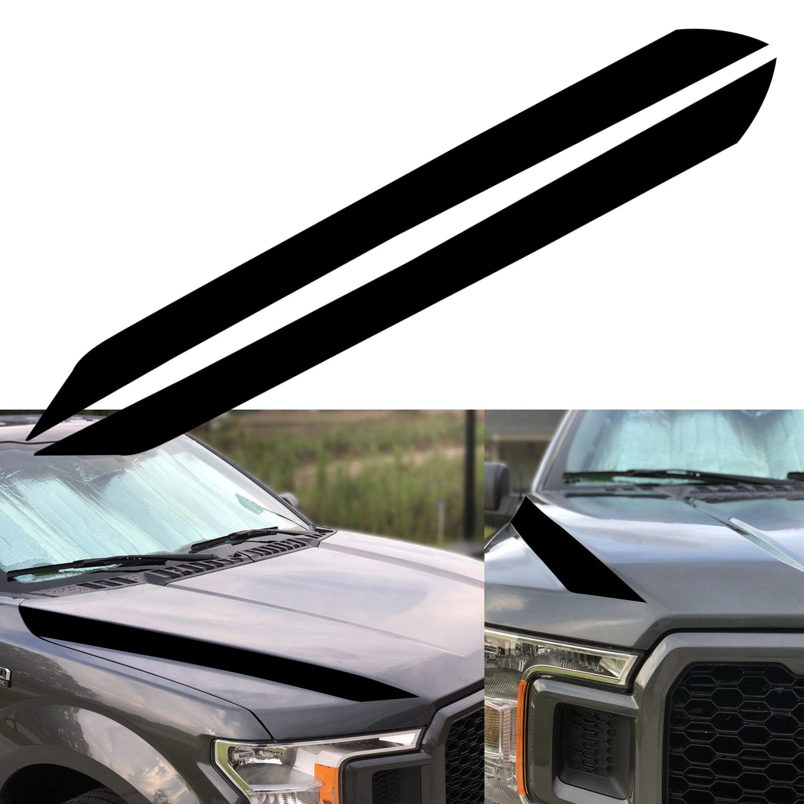 XPLORE OFFROAD Universal 17 Wide Full Body Hood to Roof Sticker All Models Double Racing Stripe Decal Gloss Black 