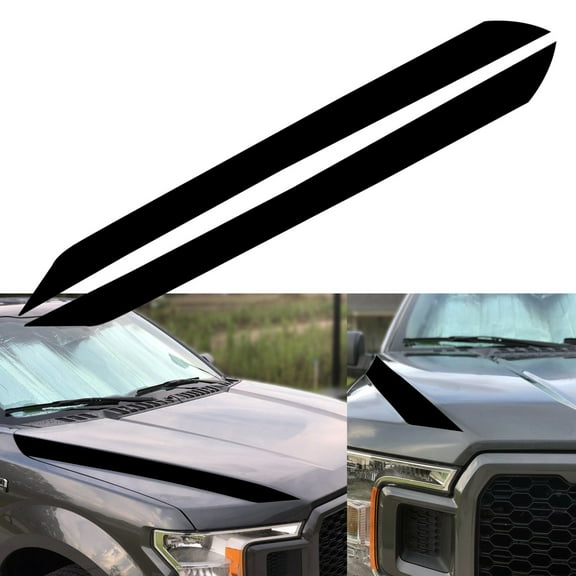 Xotic Tech Hood Spear Cowl Stripe Graphic Vinyl Decal Sticker for Ford F150 F-150 2015-2019, Glossy Black