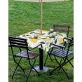 thumbnail image 4 of Fsddascl Lemon Fruit Outdoor Tablecloth - 54x54 Inch Square Dining Table Cover, Spring Pastoral Flowers Petal Country Waterproof Outdoor Table Cloth with Umbrella Hole & Zipper for Picnic/Patio, 4 of 7