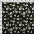 thumbnail image 3 of oneOone Cotton Poplin Twill Black Fabric Leaves & Flower Floral Quilting Supplies Print Sewing Fabric By The Yards 56 Inches Wide, 3 of 4