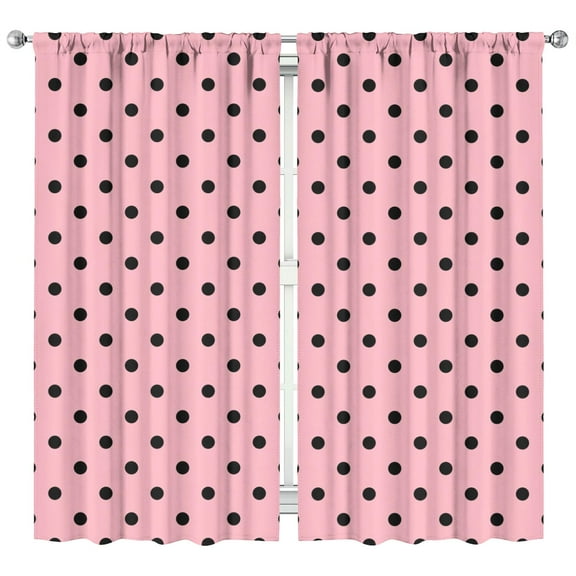 Classic Black and White Polka Dot Kitchen Curtains 2 Panels - 42x84 Inch Minimalist Dots, Semi-Sheer Tier Curtains for Farmhouse Decor