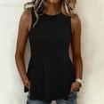 thumbnail image 2 of Hurxie Womens Summer Tank Tops Sleeveless Ribbed Knit Babydoll Peplum Tops Work Business Casual Shirts Blouses Black,3XL, 2 of 6