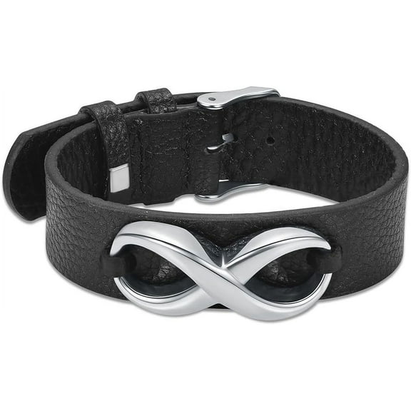 Infinity Urn Bracelet for Ashes for Men Leather Bracelets Handmade Cowhide Leather Wrap Urn Bangle Bracelets for Men Women Cremation Jewelry 24 CM