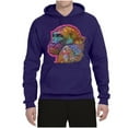 thumbnail image 3 of Colorful Neon Gorilla | Dean Russo Art Animal Lover Unisex Hoodie Sweatshirt, Purple, Large, 3 of 6