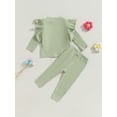thumbnail image 5 of GXFC Baby Girls Fall Outfits Clothes 3M 6M 9M 12M 18M Infant Girls Long Sleeve Ruffles Ribbed Tops and Elastic Pants 2Piece Casual Autumn Clothing for Newborn Girls, 5 of 9