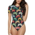 thumbnail image 1 of Fotbe Retro Video Game Pattern Women's Crew Neck Short Sleeves Bodysuit Tops Round Neck Slim Sleeveless Soft Comfortable Basic-Small, 1 of 7