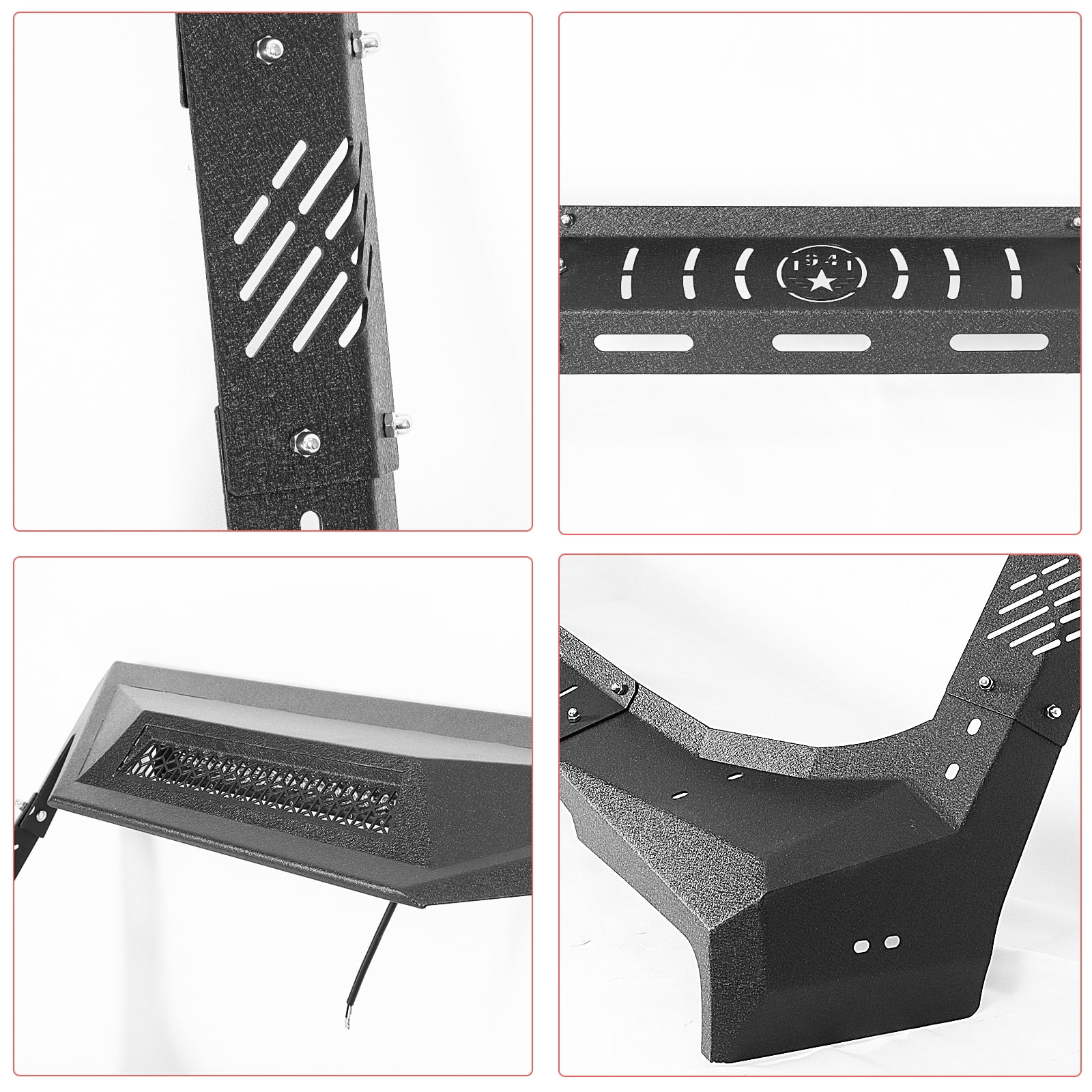 TOKMOWIN Madmax Windshield Frame Cover Armor Compatible with 2007-2018 Jeep Wrangler JK & Unlimited 2/4 Door,Sun Visor Cover with 100W LED Lights