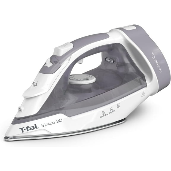 T-fal Virtuo 30 Steam Iron, 1500W Retractable Cord Steam Iron with Ceramic Soleplate and Auto Off, Model FV2C80U0