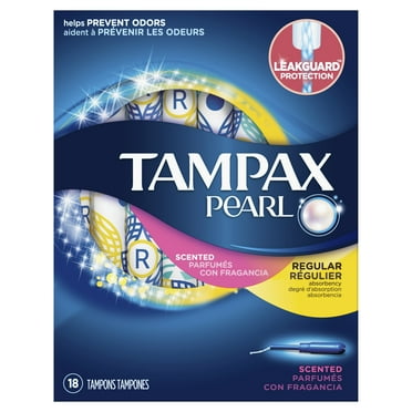 TAMPAX Pearl, Regular, Plastic Tampons, Scented, 18 count