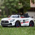 thumbnail image 1 of VOLTZ TOYS 12V Ride on for Kids, Mercedes-Benz AMG GT4 with Parental Remote Control, Handle Bar and Caster Wheels, Full LED Lighting, Leather Seat and Upgraded MP4, Licensed Model (White), 1 of 8