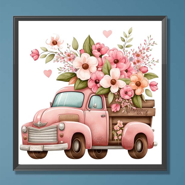 Cuadros Decorativos 5D bricolaje taladro redondo completo diamante pintura coche clásico decoración del hogar (LP291) Wdftyju embutido en tela