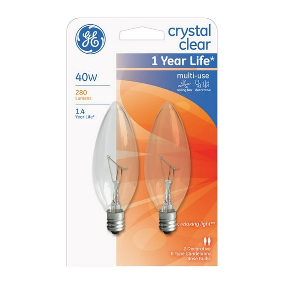 GE Lighting 12165 2PK40W CLR Blunt Bulb