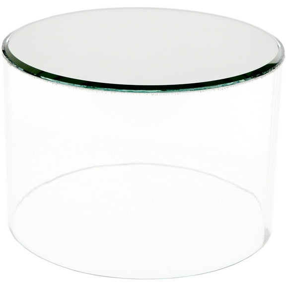 Plymor Clear Acrylic Cylinder Display Riser with Mirror Top, 2" H x 6" D