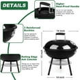 thumbnail image 4 of Grill with 2 Grilling Racks, Joyfair 14 inch Small Portable BBQ Grill with Locking Lid for Outdoor Camping/Patio/Backyard Barbecue/Tabletop Cooking, Enamel Coated & Dual Vent System (Black), 4 of 7
