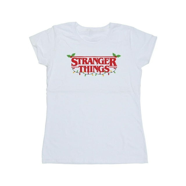 Netflix T-Shirt en Coton avec Lumières de Noël Stranger Things pour Femmes