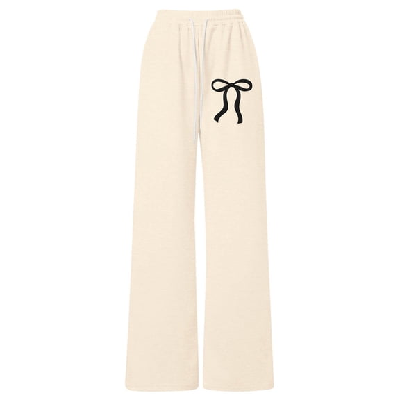 WOYY Girls Athletic Pants Bow Wide Leg Sweatpants Casual Lightweight Joggers, Sizes 4-13