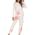 thumbnail image 1 of LUXUR Ladies Straight Leg Lounge Set Two Pieces Outfits Sleeping Loungewear Style-D XL, 1 of 3
