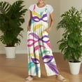 thumbnail image 4 of Fgvctg Mardi Gras Womens Wide Leg Pant Carnival Party Spaghetti Straps Holiday Mask Print Jumpsuits Sleeveless Bib Overalls Sprimg Rompers Clothes With Pockets Dark Purple XXXXL, 4 of 6