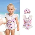 thumbnail image 2 of MEZZALL Swimwear Girls Swimsuit With Lace Collar Toddler Bathing Suit For Baby Water Play Summer With Cartoon / Flower Print Beachwear, 2 of 6