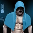 thumbnail image 3 of Pebbuoy Quick Dry Cooling Hoodie Towel Solid Color UV Protection Breathable Sweat Absorbent Sports Running Hood Towel, 3 of 7