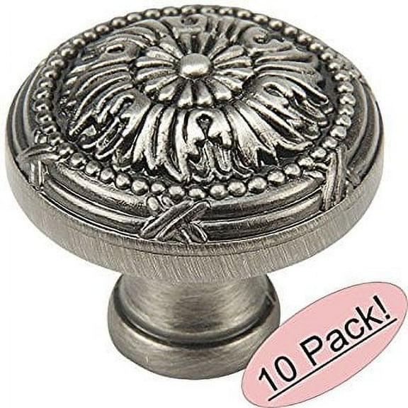 Cosmas 9460AS Antique Silver Cabinet Hardware Round Knob - 1-1/4" Diameter - 10 Pack
