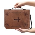 thumbnail image 2 of ZUXONGSY Wooden Cross Print Leather Bible Cover for Women Men Large Bible Cover Bag Bible Tote Bag with Detachable Wristlet Strap Lightweight Bible Study Tools for Christian, 2XL, 2 of 7