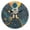 Black, variant on Astronaut Standing on The Volcano Round Wall Clock Silent Analog Battery Operated Gold Pointer Home Decor 9.84" Diameter