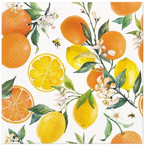 Lemon Napkins CITRUS WITH BEES 40pcs Lunch Napkins, Bee Napkins, Wedding Napkins, Decorative Napkins, Decoupage Paper Napkins, Bumble Bee Napkins