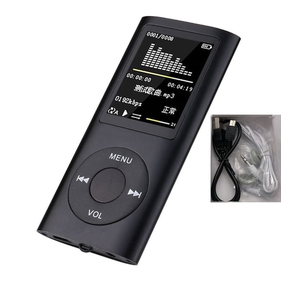 Vensio-Portable MP3 Music Player with Hi-Fi Lossless Sound, Slim Digital Audio Player Voice Recorder with LCD Screen FM Radio for Running Gym Walking Workout Study-black-